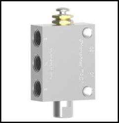42PA - 5-ported, 4-Way Air Piloted / Push Button valve, detented, with 1/4 pipe ports ports and two 1/8 pipe pilot ports.
